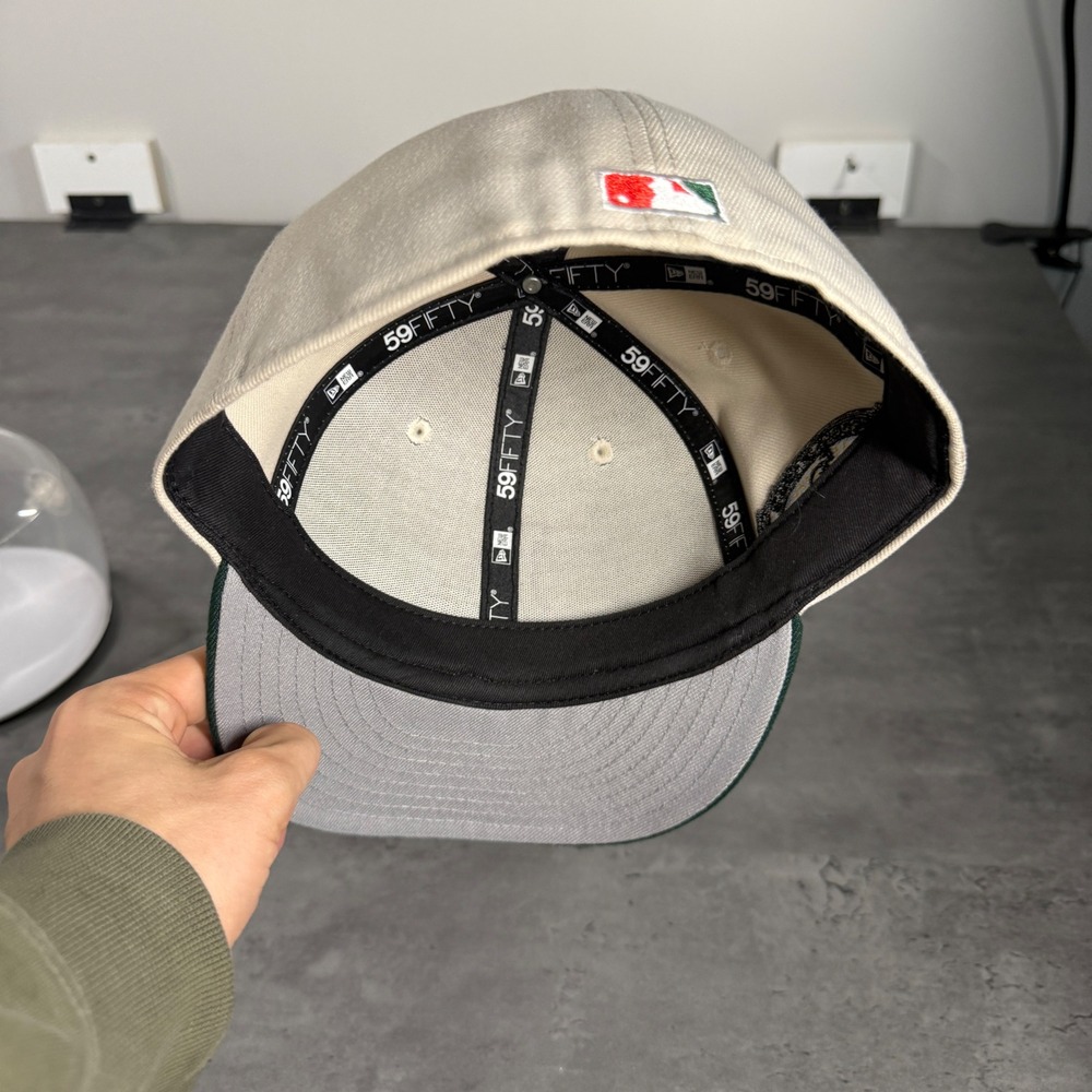 New Era Los Angeles Dodgers Hat 7 1/2 Cream Dark Green Red Mexico Heritage MLB - Picture 6 of 7
